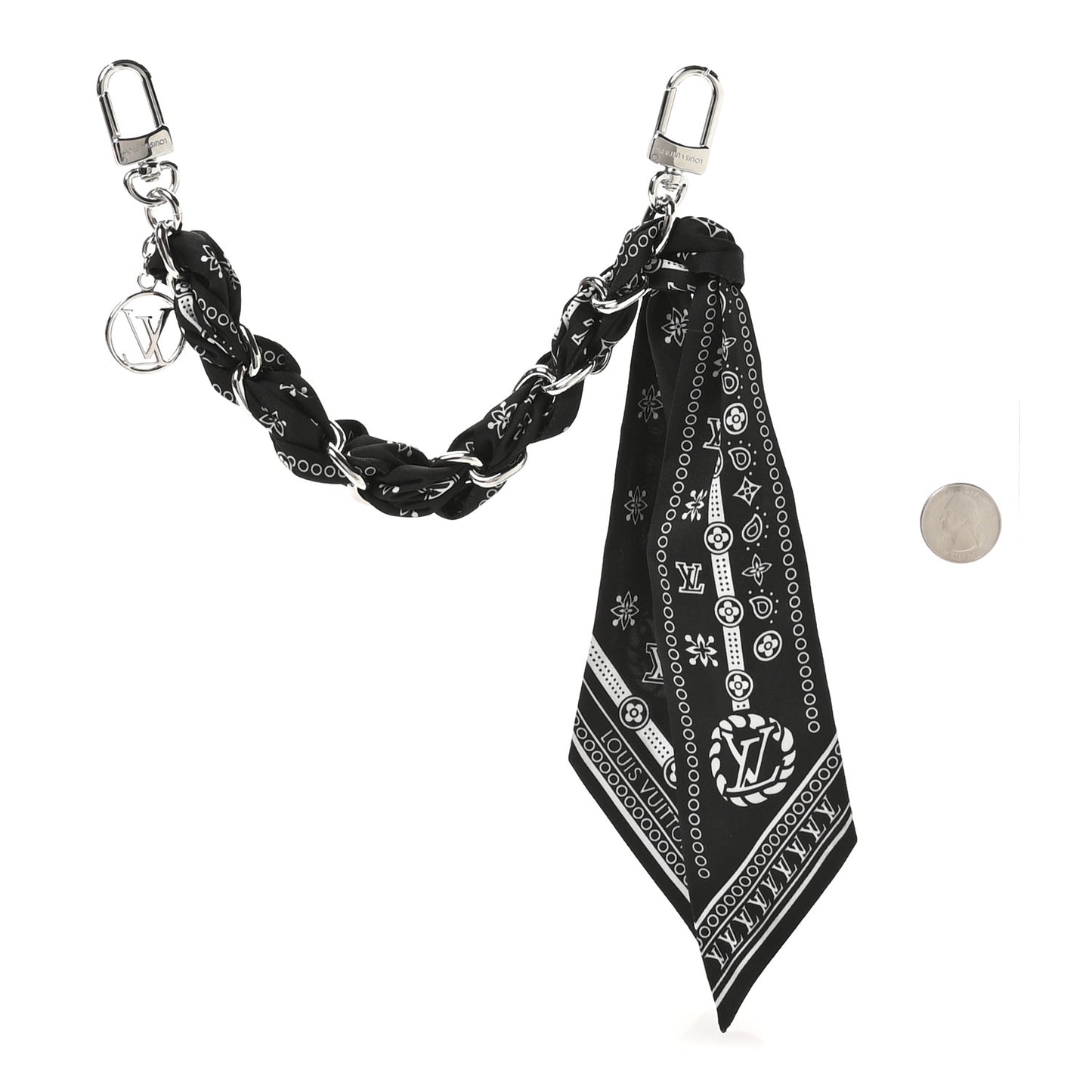 Monogram Bandana Bag Charm Black