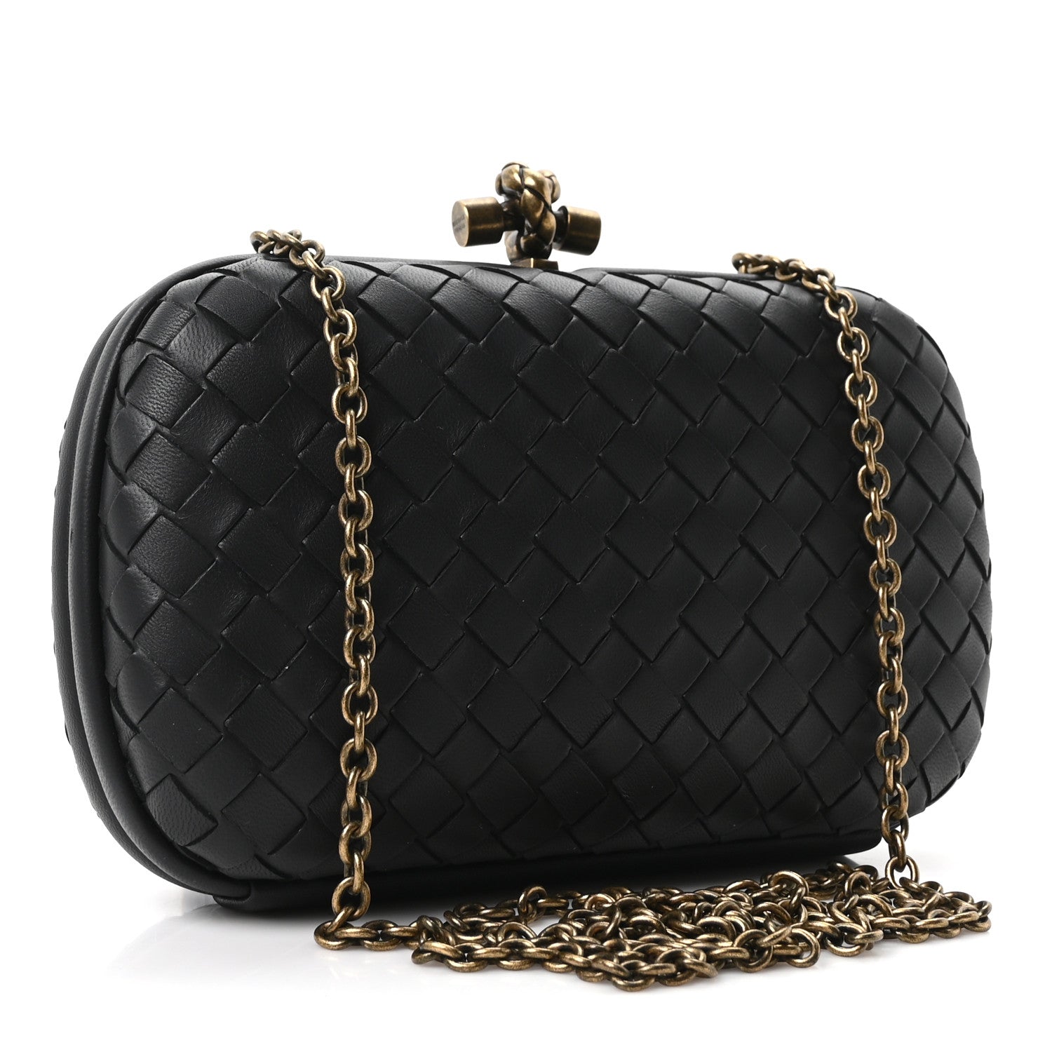 Bottega Veneta Nappa Intrecciato Chain Knot Clutch Black 3 of 9
