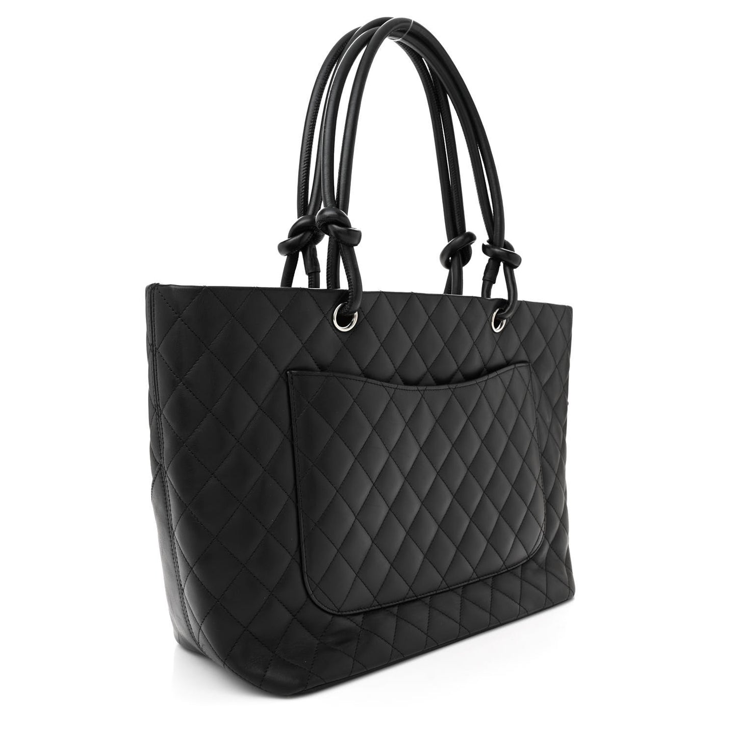 Calfskin Quilted Large Cambon Tote Black