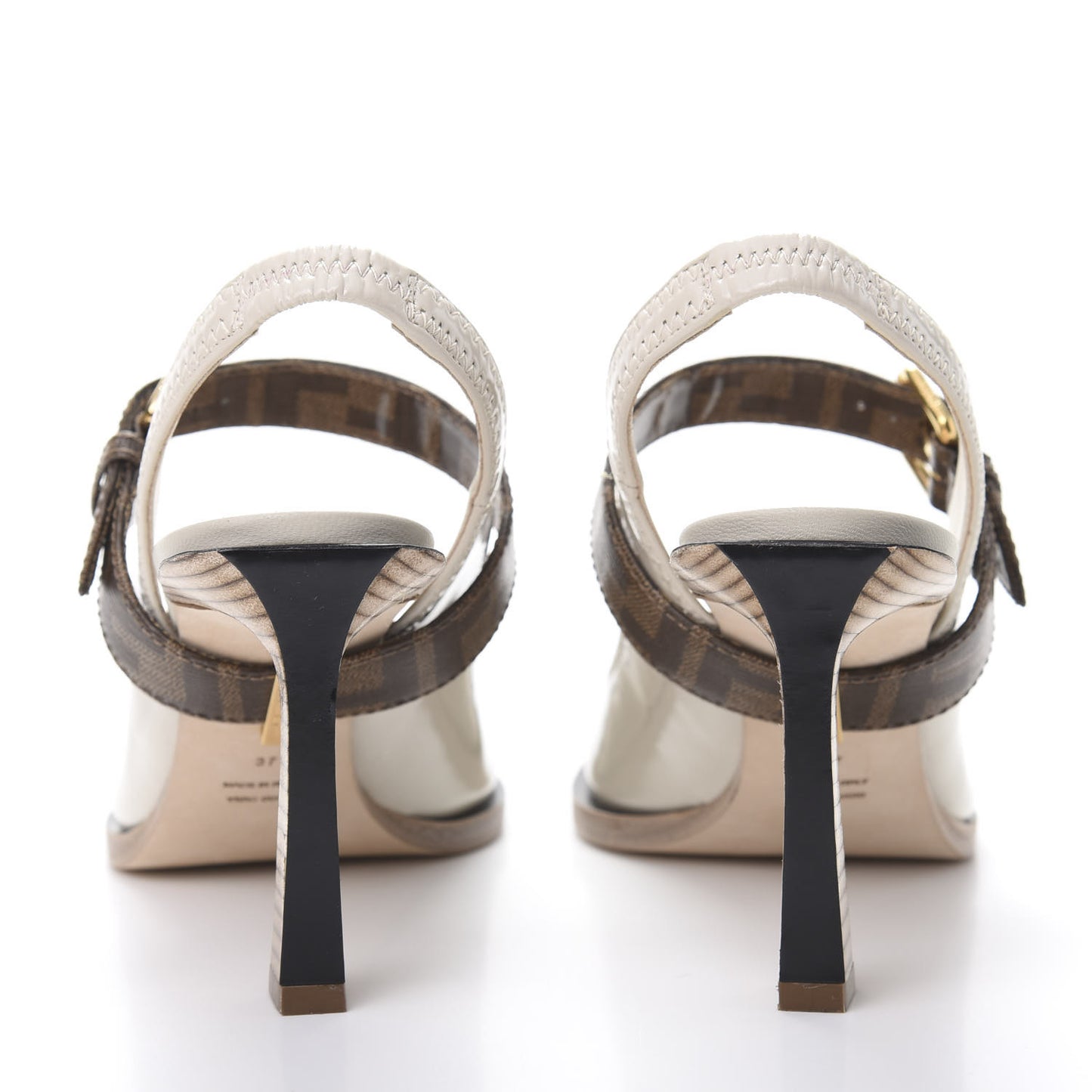 Glossy Neoprene Glazed Fabric FF FFrame Court Mary Jane Slingback Pumps 37 Pietra Tobacco Moro