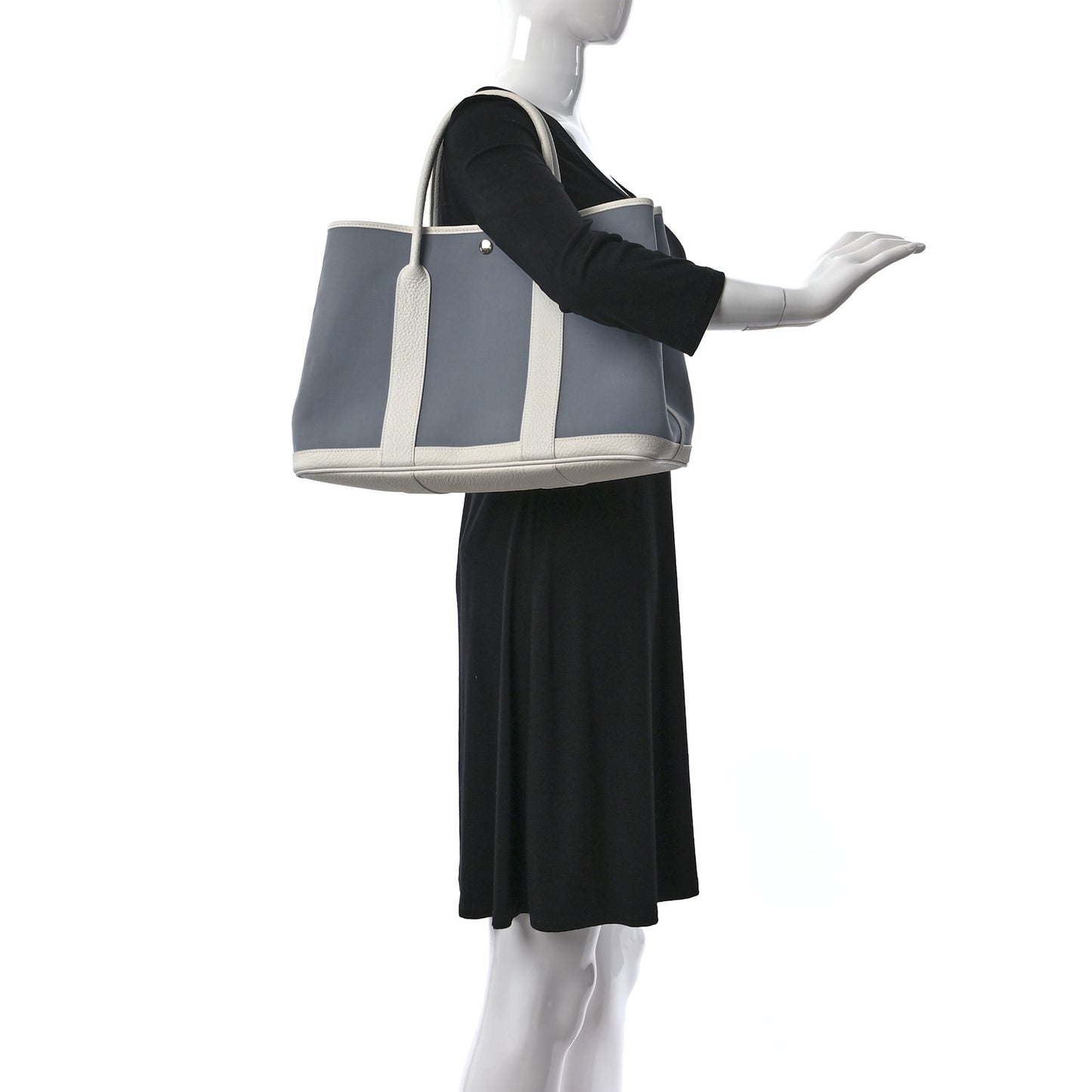 Toile Officier Negonda Garden Party Tote 36 MM Bleu Lin Craie