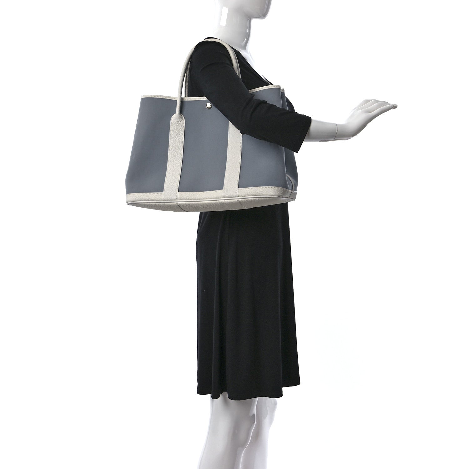 Hermes Toile Officier Negonda Garden Party Tote 36 MM Bleu Lin Craie 2 of 12