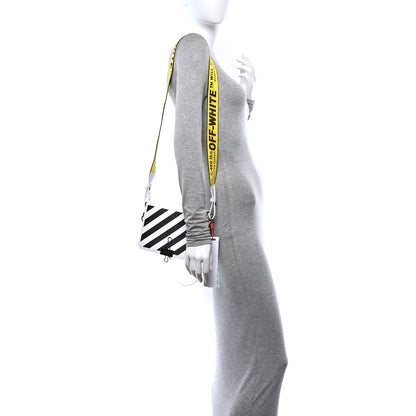 Off-White Saffiano Striped Mini Diag Binder Clip Bag White Black 2 of 10