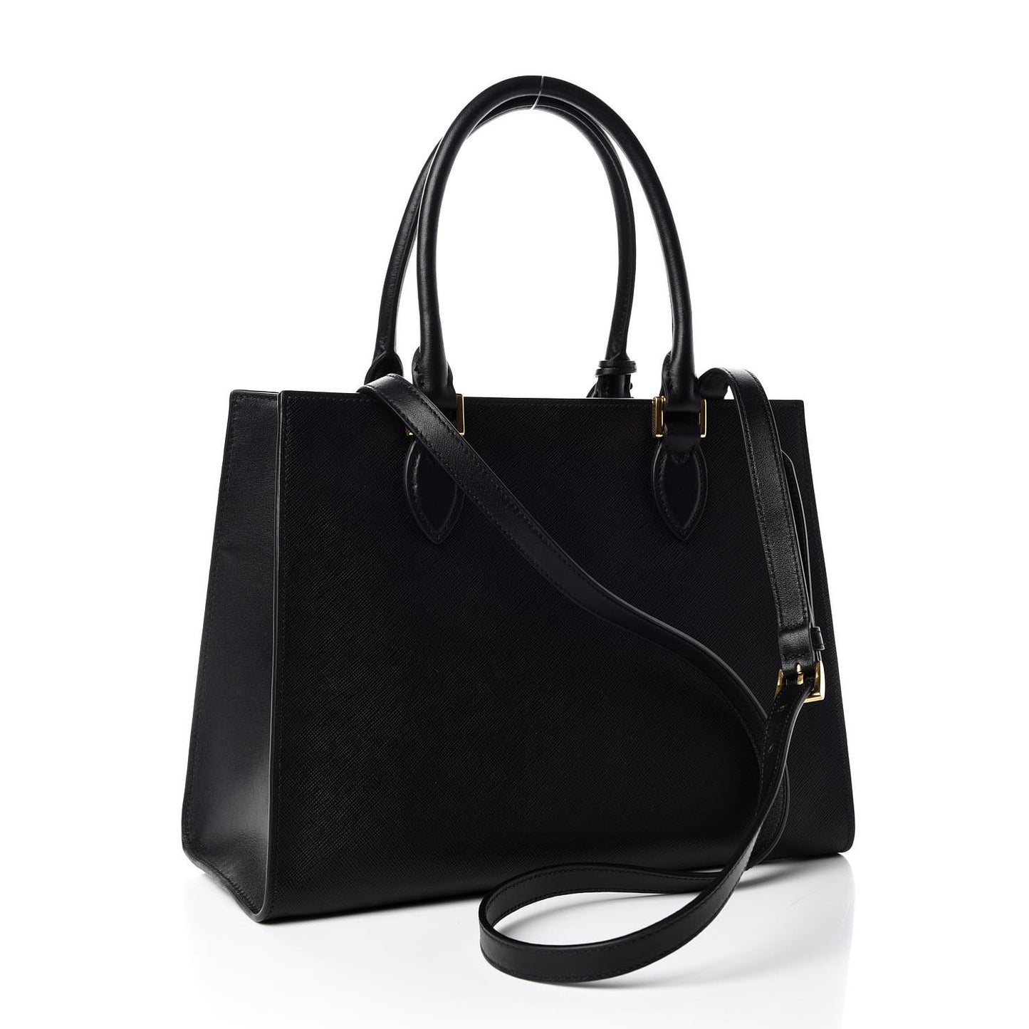 Saffiano Metal Top Handle Black