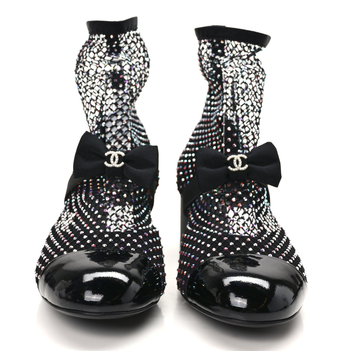 Resille Strass Kid Suede Patent Mary Jane Short Boots 38.5 Black