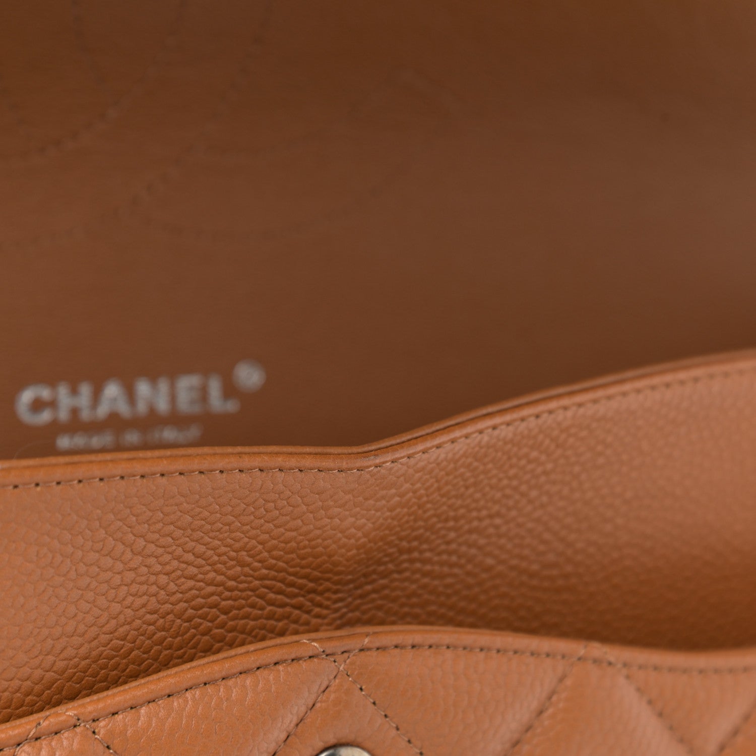 Chanel Caviar Quilted Maxi Double Flap Light Brown 13 of 15