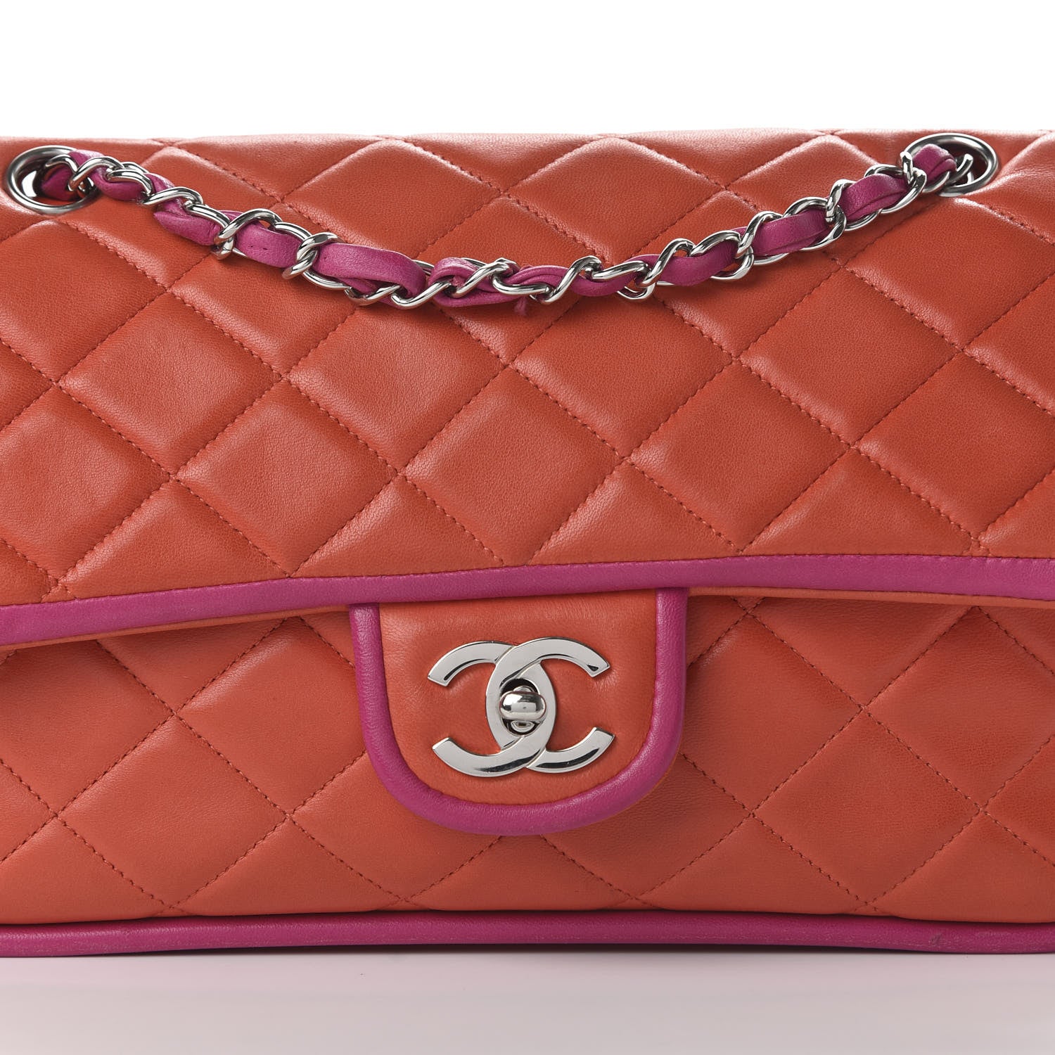 Chanel Lambskin Quilted Medium Double Flap Coral 10 of 10