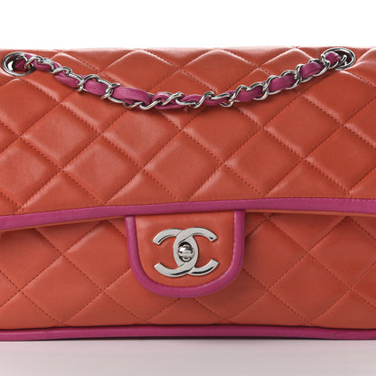 Chanel Lambskin Quilted Medium Double Flap Coral 10 of 10