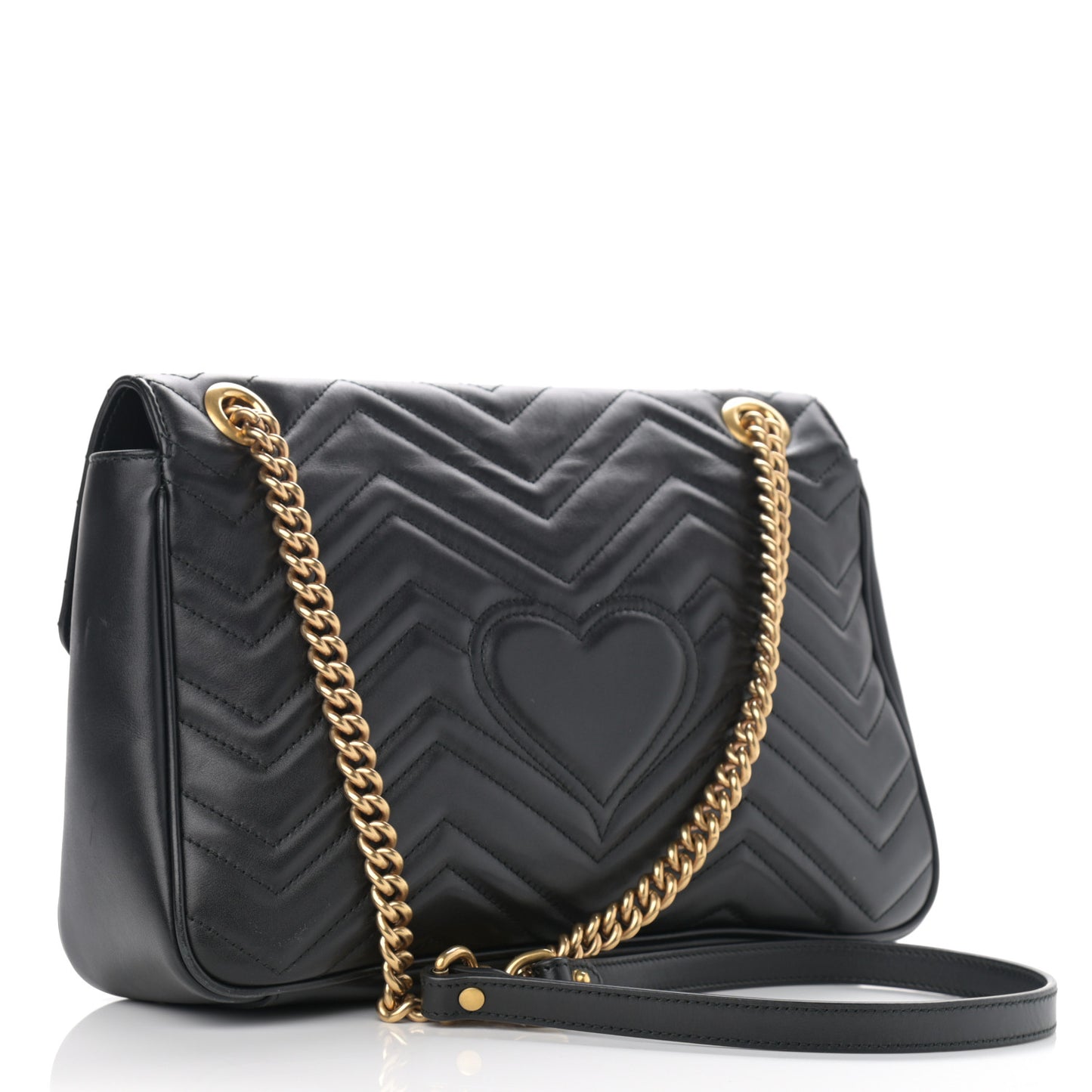 Calfskin Matelasse Medium GG Marmont Shoulder Bag Black