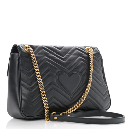 Gucci Calfskin Matelasse Medium GG Marmont Shoulder Bag Black 4 of 14