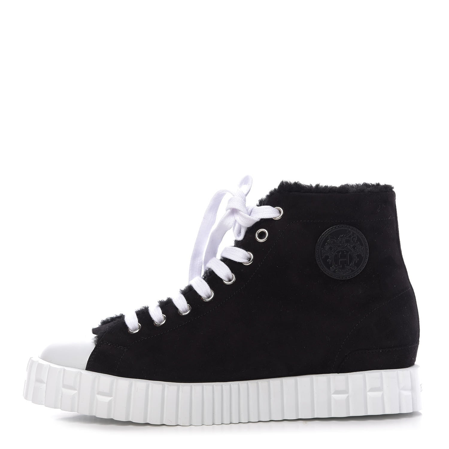 Hermes Woolskin Calfskin Womens Climb Sneakers 36 Black 1 of 9