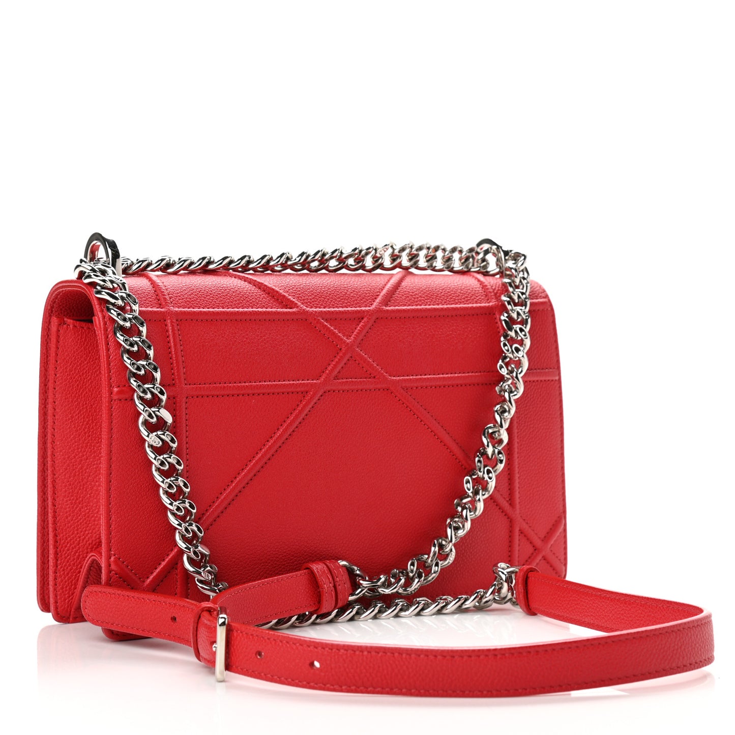 Grained Calfskin Medium Diorama Flap Bag Red