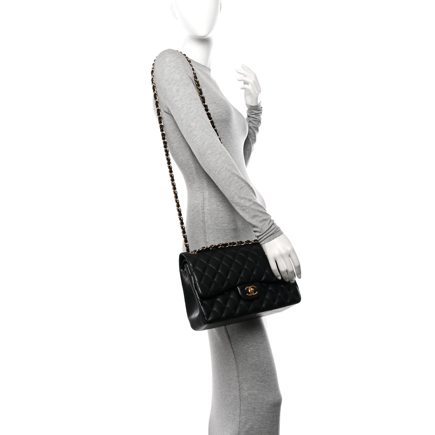 Chanel Lambskin Quilted Jumbo Double Flap Black 3 of 31