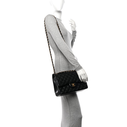 Chanel Lambskin Quilted Jumbo Double Flap Black 3 of 31