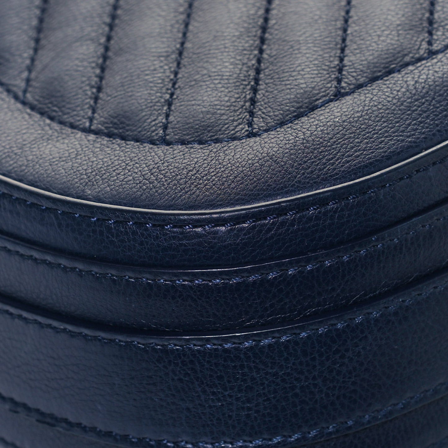 Calfskin Chevron Quilted Messenger Flap Navy