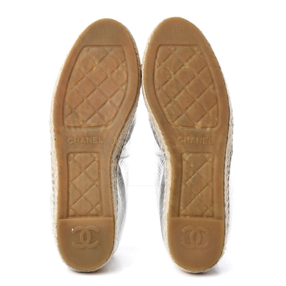 Chanel Laminated Goatskin CC Espadrilles 39 Silver 6 of 12