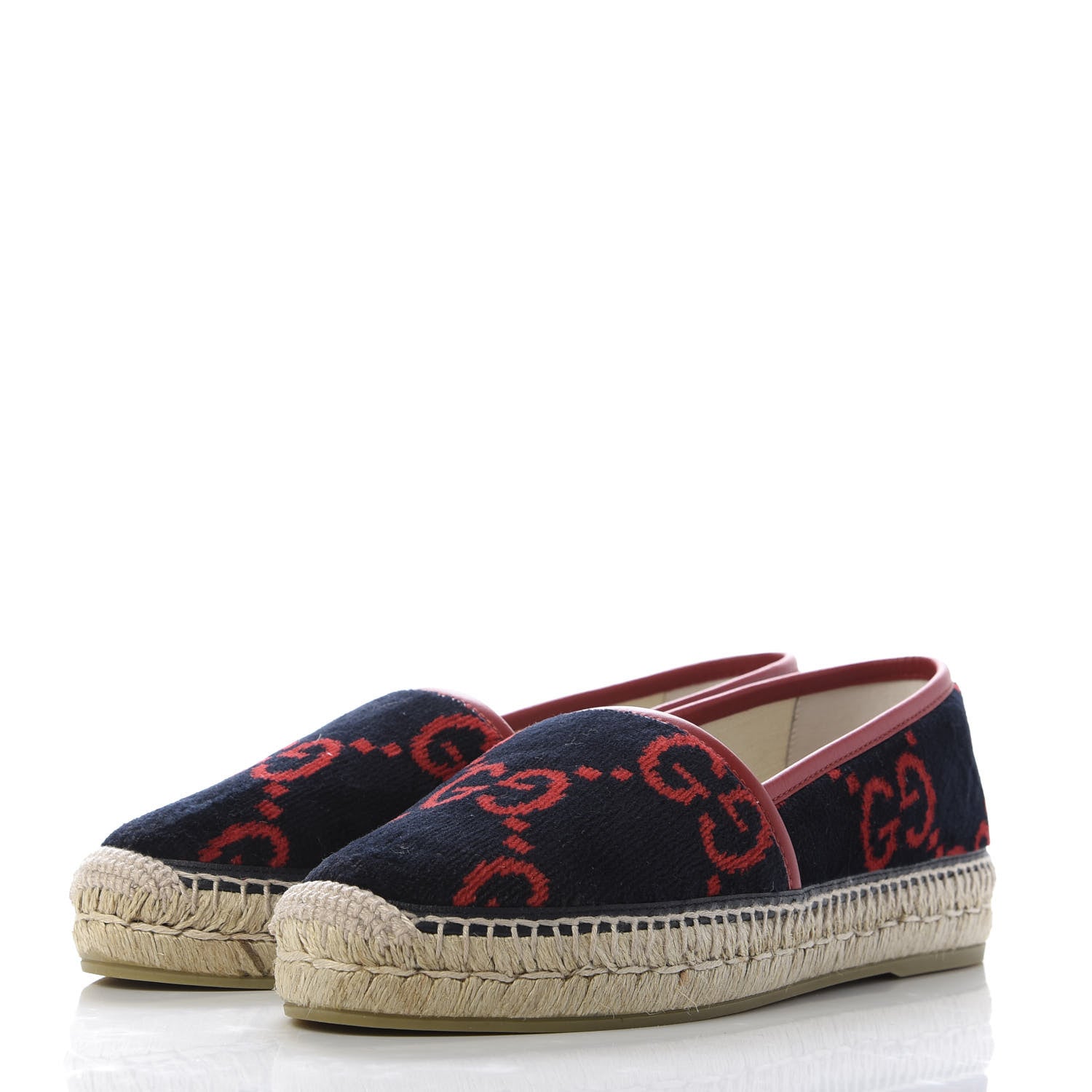 Gucci Terry Cloth GG Monogram Espadrilles 38 Blue Red 3 of 8