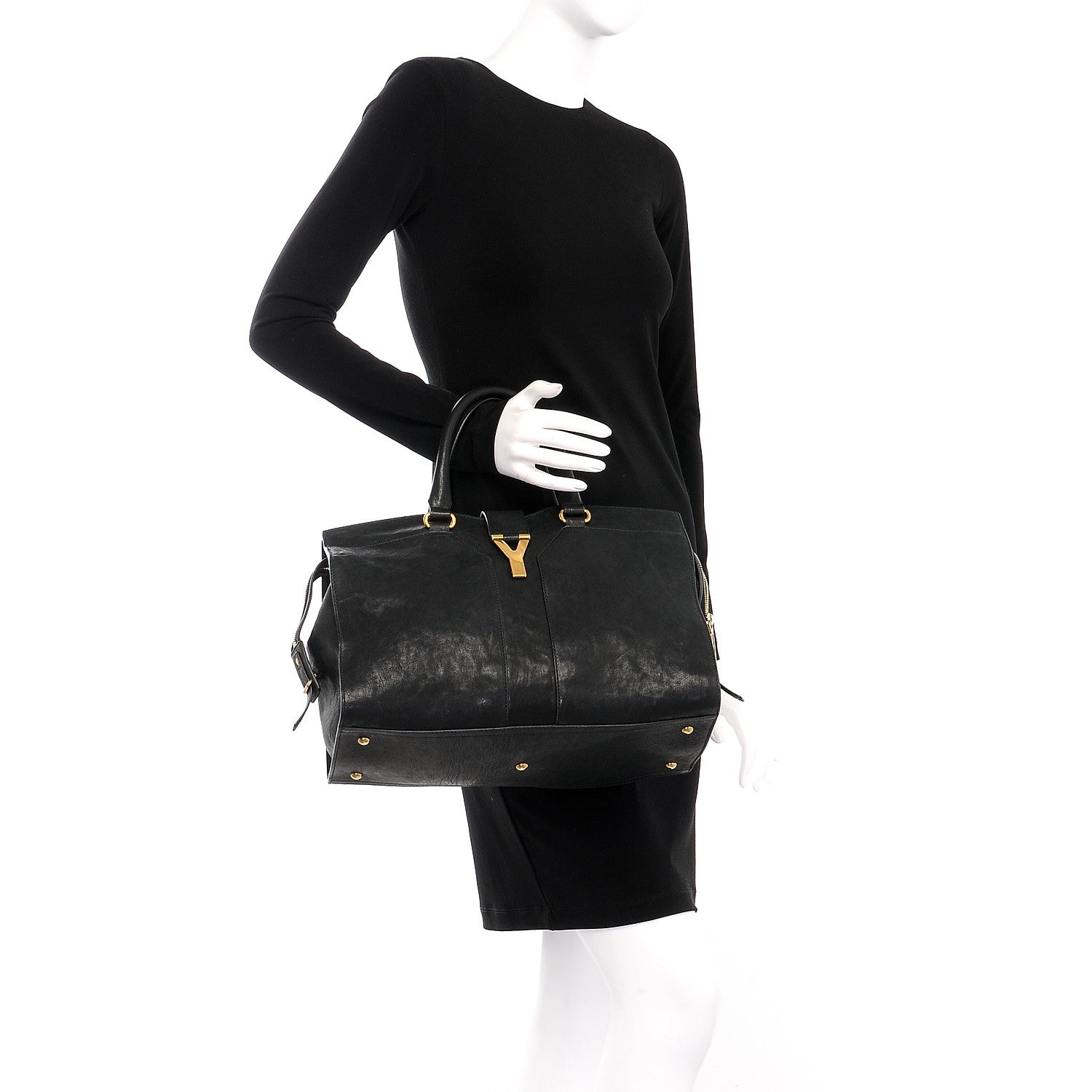 Saint Laurent Sheepskin Medium Cabas ChYc Black 2 of 13