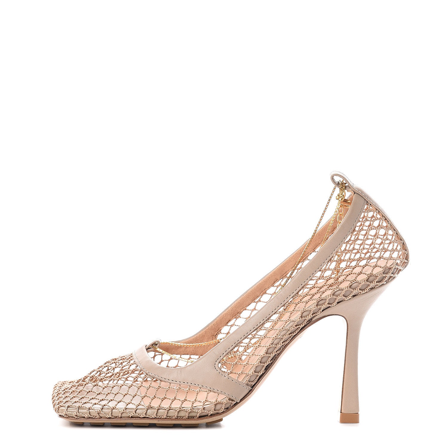 Bottega Veneta Mesh Calfskin Chain Stretch Pumps 36 Beige 1 of 7
