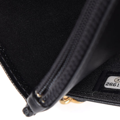 Chanel Caviar Chevron Quilted Boy Wallet On Chain WOC Black 10 of 12