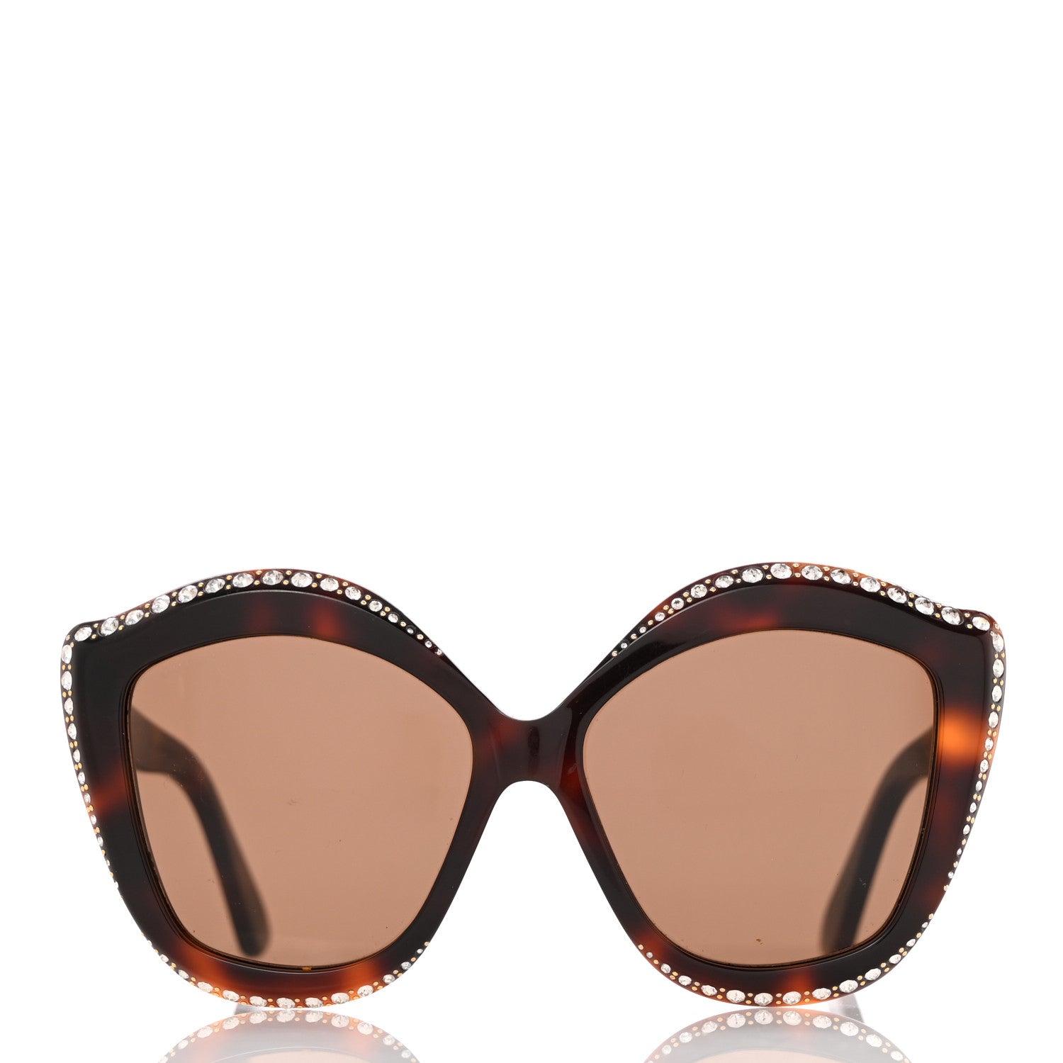 Gucci Crystal Cat Eye GG0118S Sunglasses Havana Brown 2 of 11