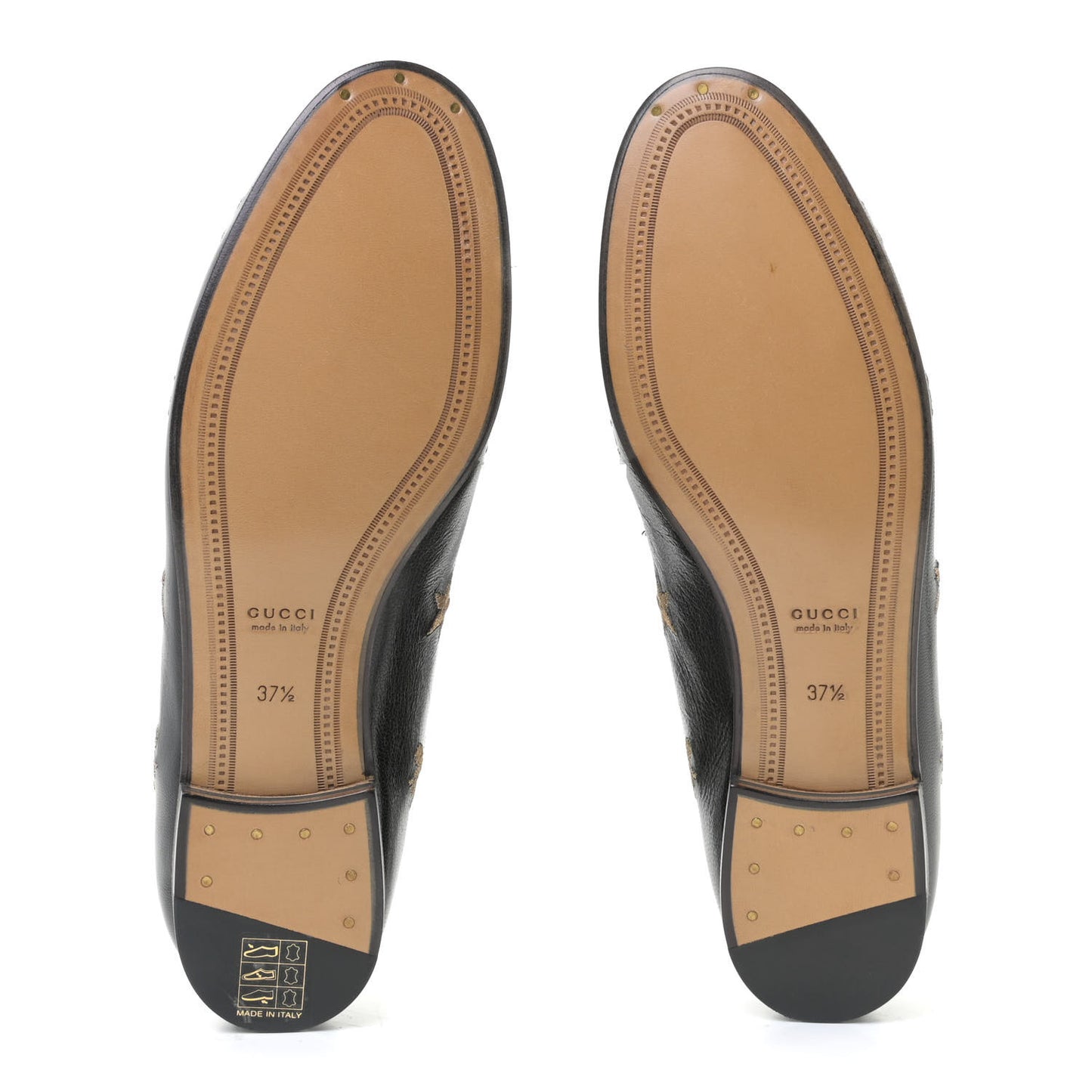 Goatskin Bee Star Embroidered Womens Jordaan Loafers 37.5 Black