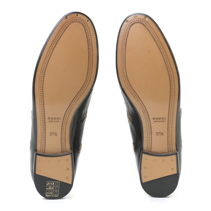 Gucci Goatskin Bee Star Embroidered Womens Jordaan Loafers 37.5 Black 5 of 7