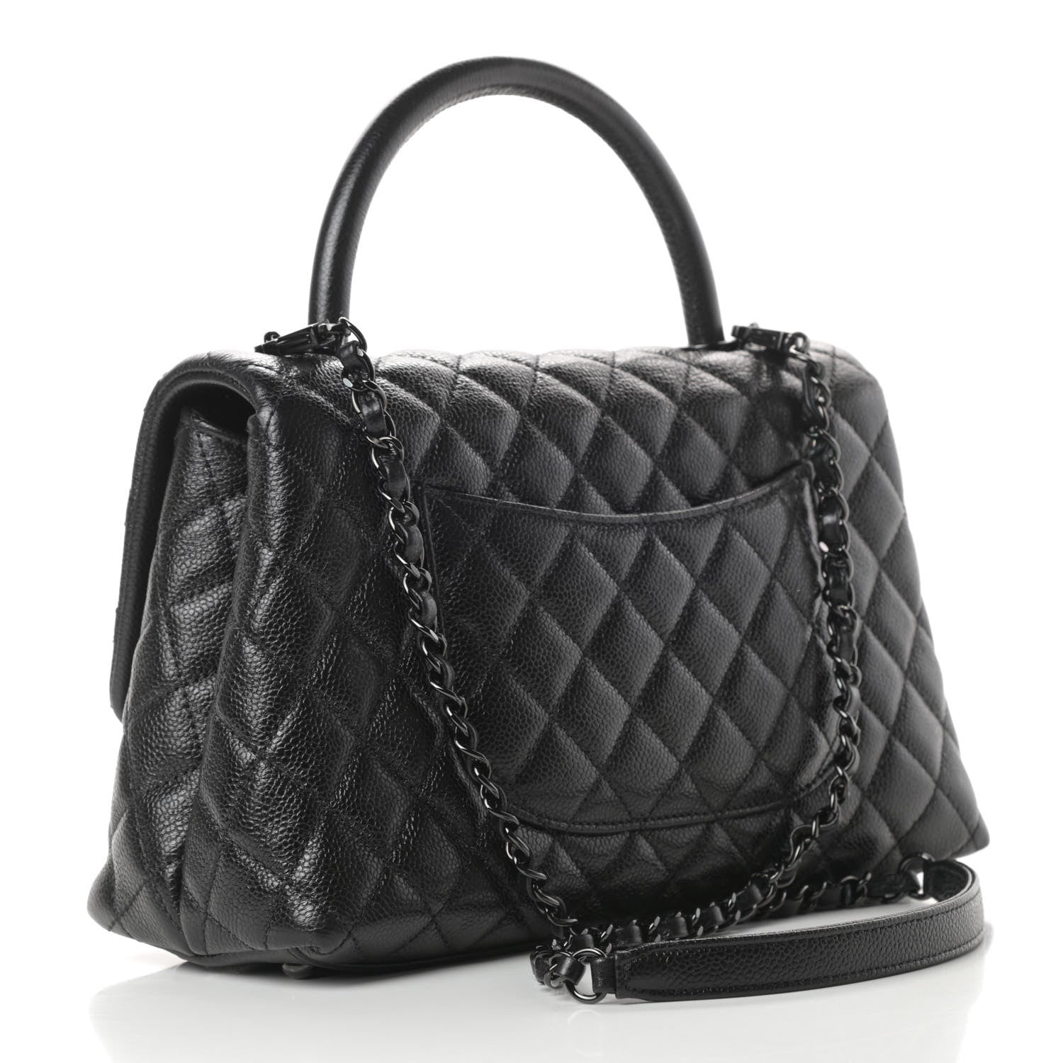 Chanel Caviar Quilted Small Coco Handle Flap So Black 3 of 11