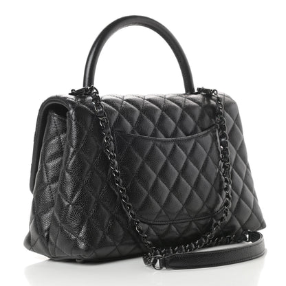 Chanel Caviar Quilted Small Coco Handle Flap So Black 3 of 11