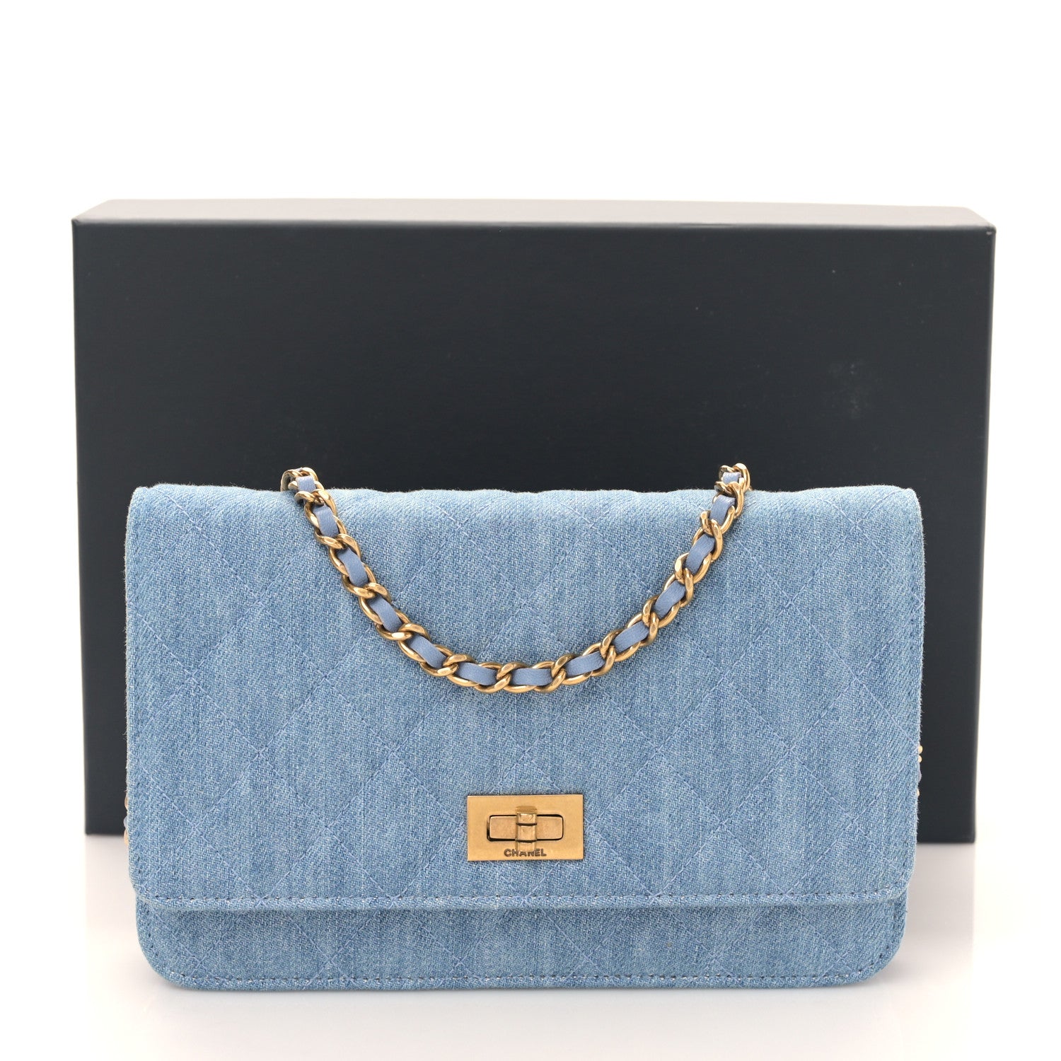 Chanel Denim Quilted Reissue Wallet On Chain WOC Blue 11 of 11