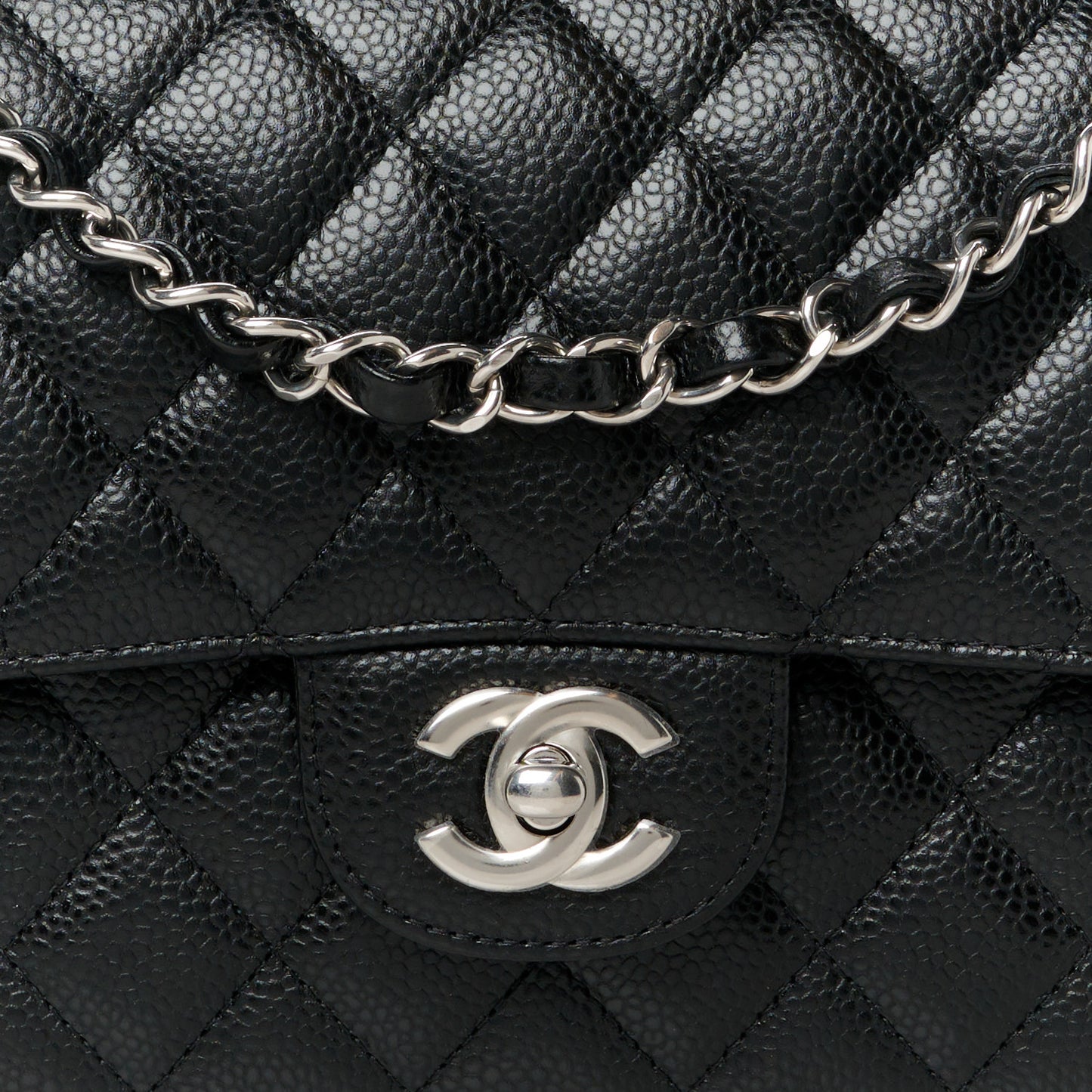 Caviar Quilted Medium Double Flap Black