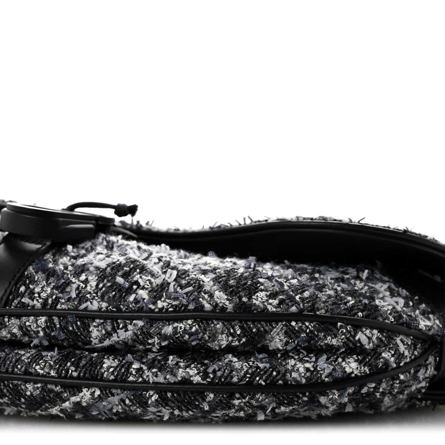 Christian Dior Tweed Saddle Bag Black Silver 10 of 15
