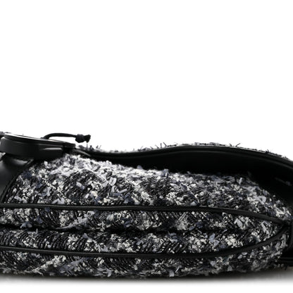 Christian Dior Tweed Saddle Bag Black Silver 10 of 15