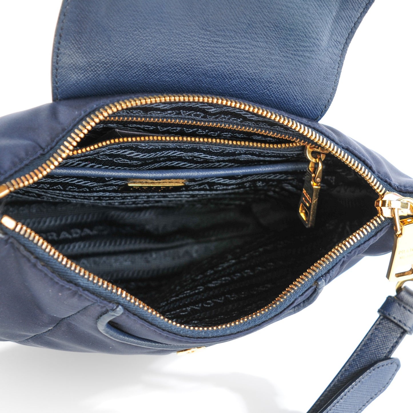 Tessuto Nylon Saffiano Crossbody Bag Blue
