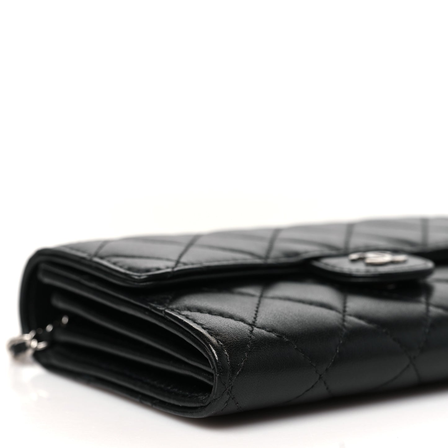 Lambskin Quilted Mini French Wallet On Chain WOC Black