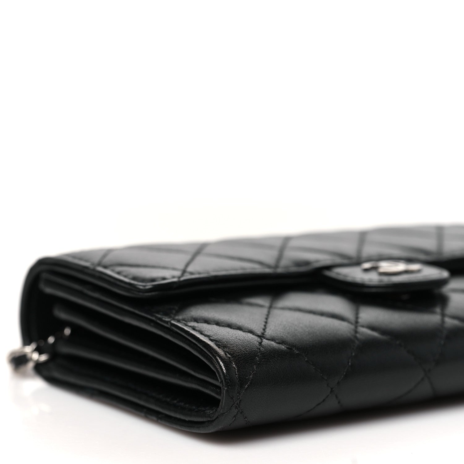 Chanel Lambskin Quilted Mini French Wallet On Chain WOC Black 10 of 11