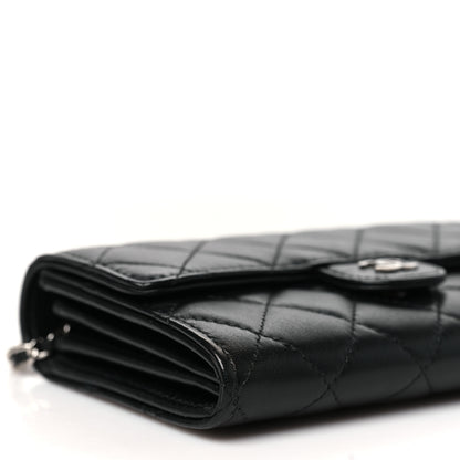 Chanel Lambskin Quilted Mini French Wallet On Chain WOC Black 10 of 11