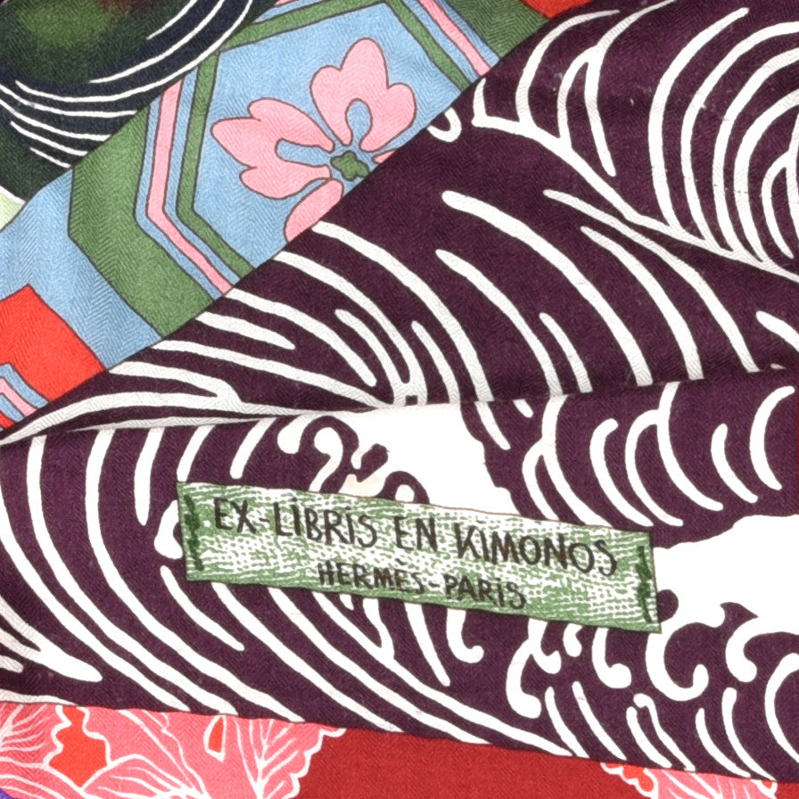 Cashmere Silk Ex Libris En Monogram Kimonos Scarf 140 Prune Rose Violet