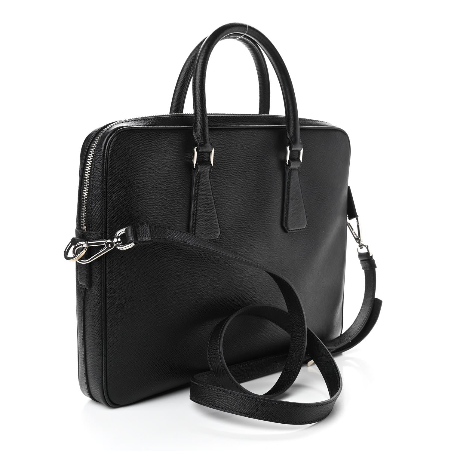 Prada Saffiano Travel Briefcase Black 3 of 9
