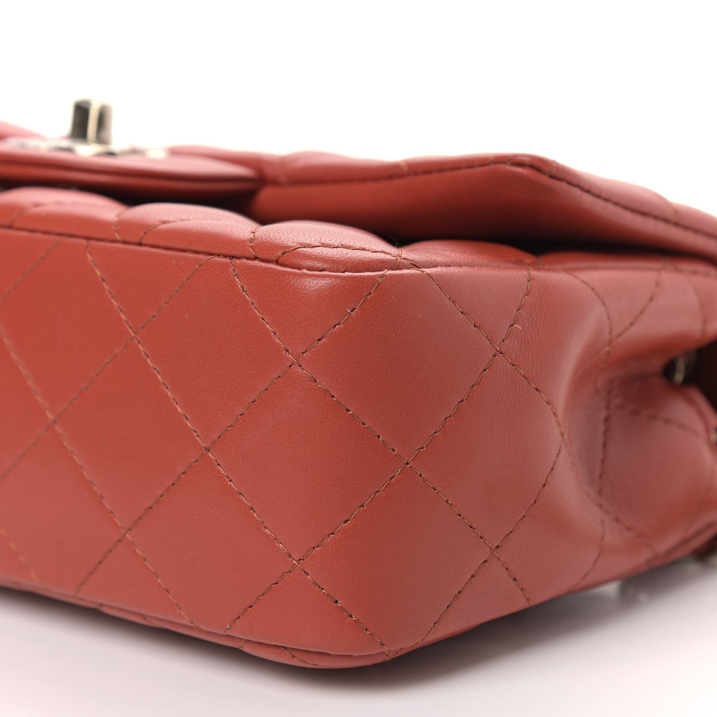 Lambskin Quilted Mini Rectangular Flap Brown