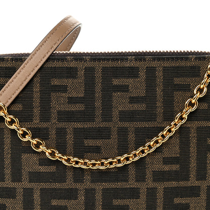 Fendi Fabric Jacquard Vitello Grace FF 1974 Baguette Pouch Tobacco Moro Sand 7 of 9
