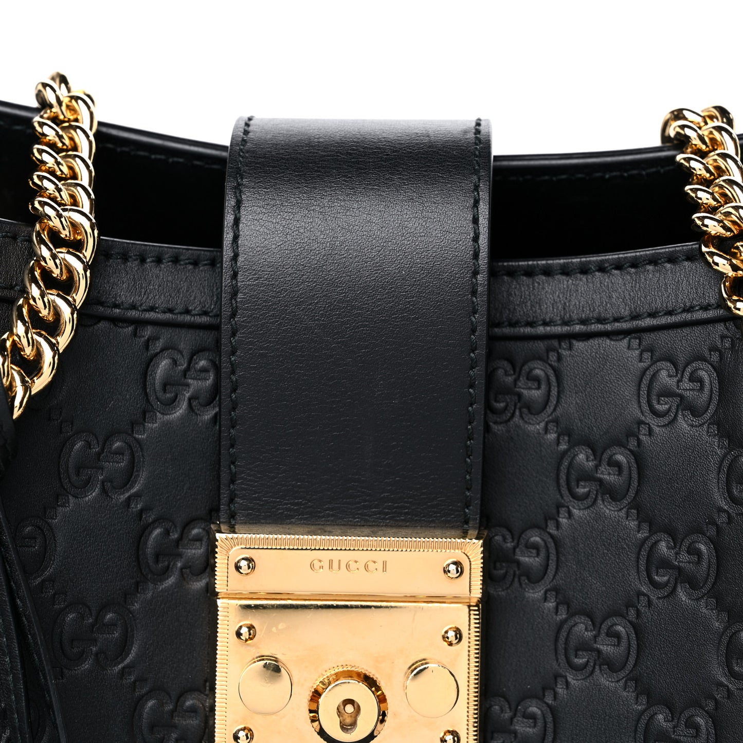 Guccissima Medium Padlock Tote Black
