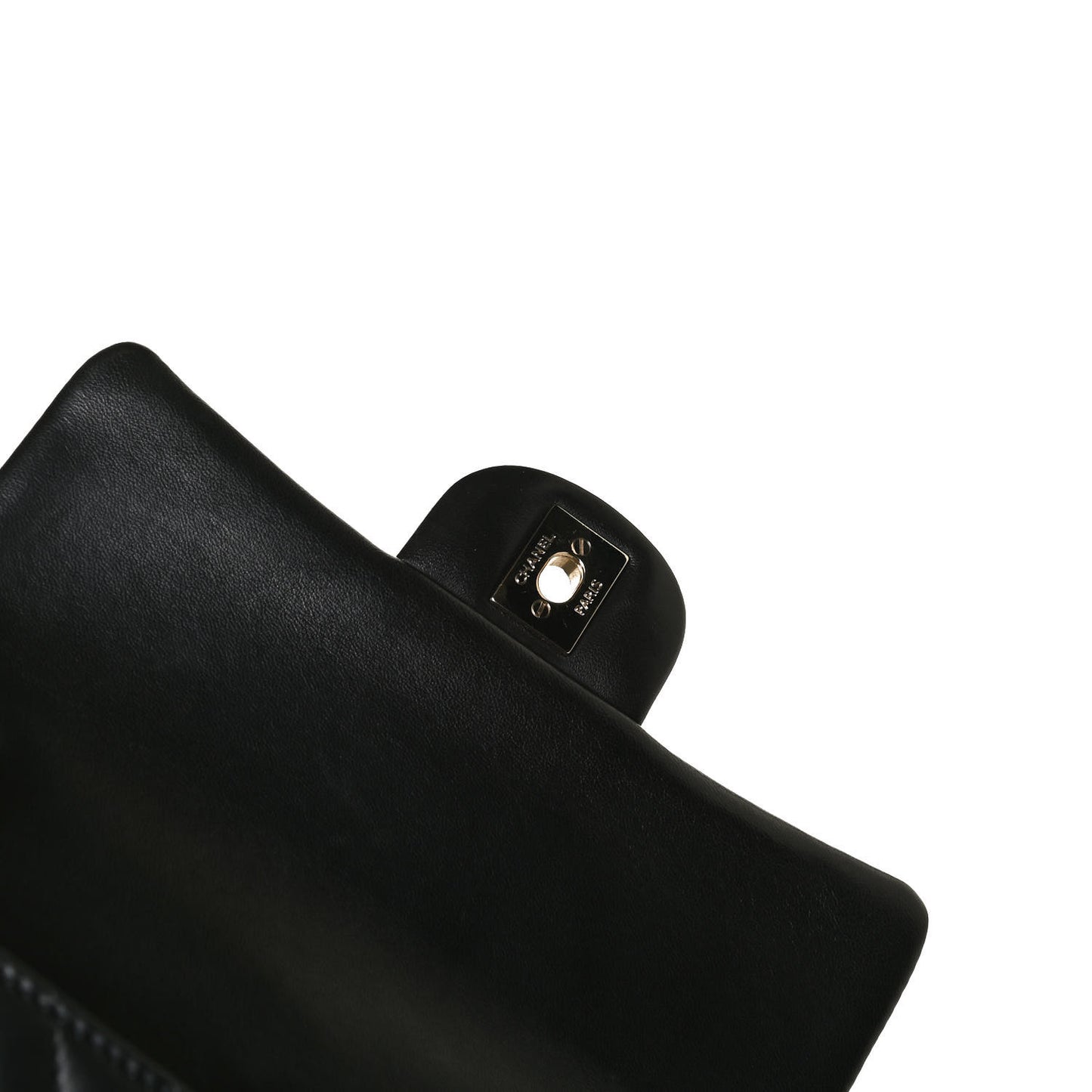 Lambskin Chevron Quilted Mini Rectangular Flap Black