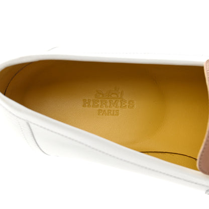 Hermes Calfskin Womens Paris Loafers 36 White Bois De Santal 7 of 15