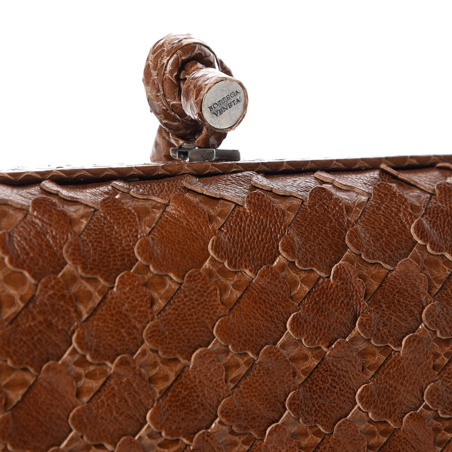 Ayers Grained Calfskin Intrecciato Knot Clutch Brown