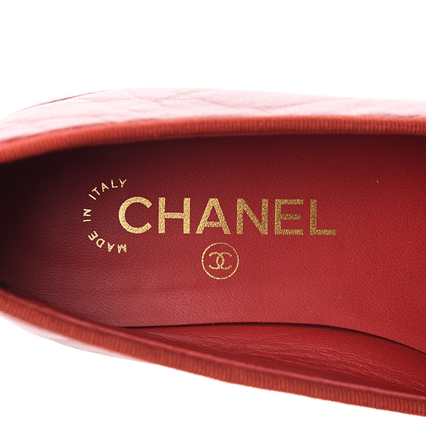 Lambskin Cap Toe Ballerina Flats 38 Red
