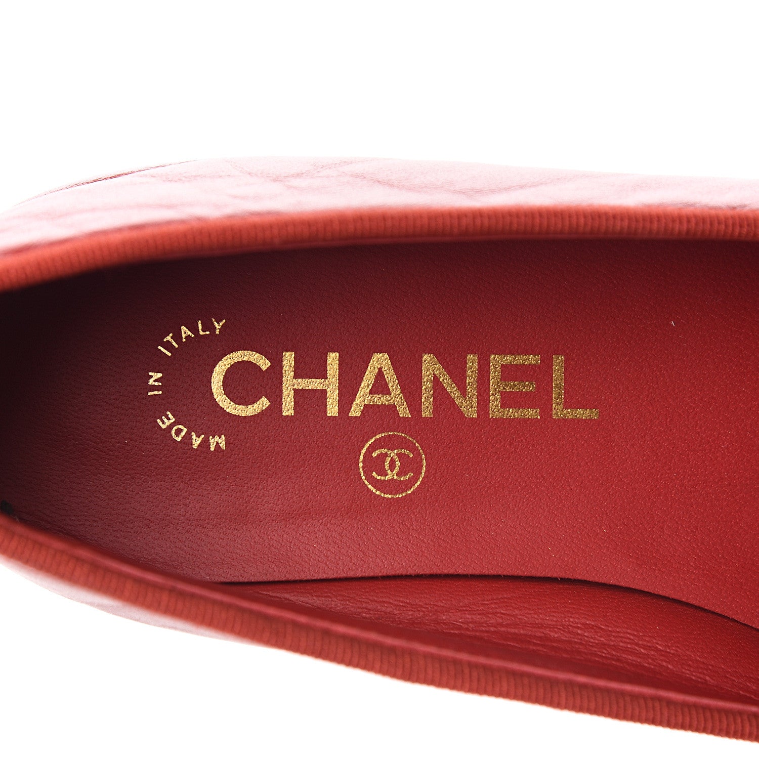 Chanel Lambskin Cap Toe Ballerina Flats 38 Red 7 of 8