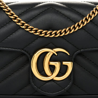 Gucci Calfskin Matelasse Super Mini GG Marmont Shoulder Bag Black 8 of 11