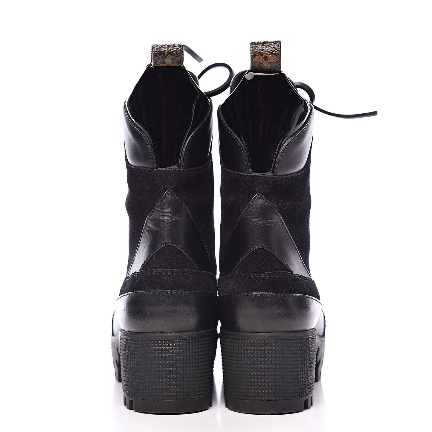 Suede Calfskin Monogram Laureate Platform Desert Boots 35.5 Black