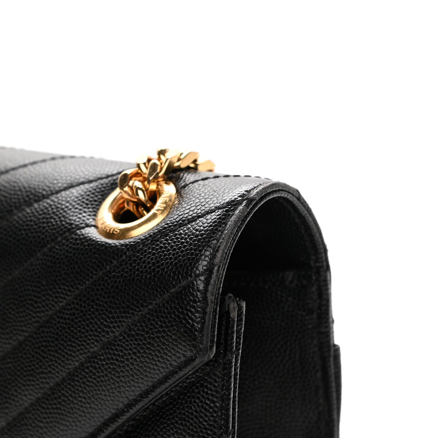 Saint Laurent Grain De Poudre Matelasse Chevron Large Monogram Satchel Black 13 of 13